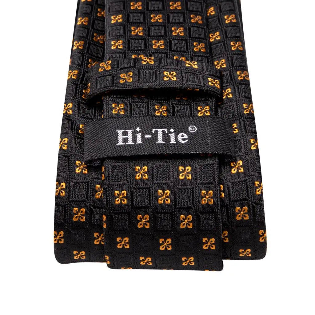 Hi-tie Psialey Black Gold Silk Elegant Tie Men Groom Wedding Necktie Qme