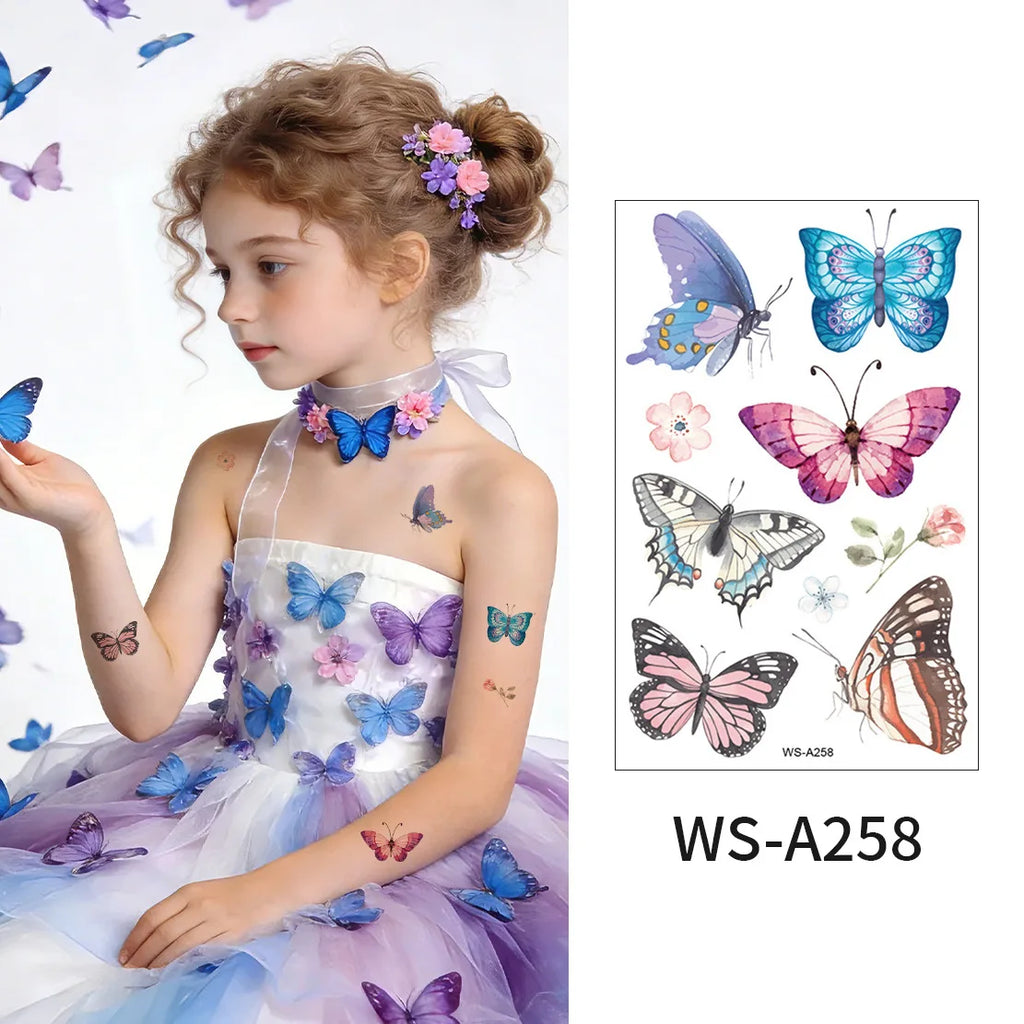 A 4/6/10PCS Butterfly Tattoo Children's Stickers Mini Waterproof Tattoos for Kids Transfer Tattoos Stickers Temporary Tattoo Qme