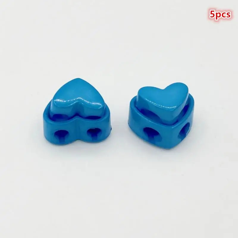5pcs Colorful Garment Stoppers Heart-Shaped Plastic Cord Locks Double Hole Spring Toggle Anti-slip Stoppers Garment Accessories Qme Lake blue