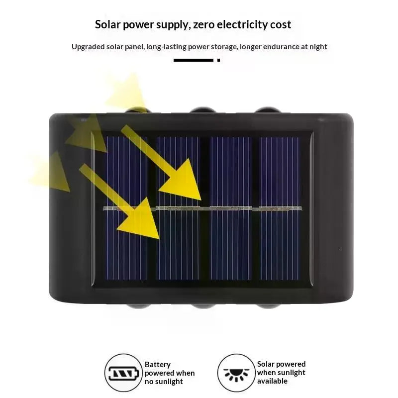Solar Wall Lamp Outdoor Waterproof Solar Fence Lights Solar Powered Up Down Lighting Garden Yard Street Decoration Wall Lights Qme