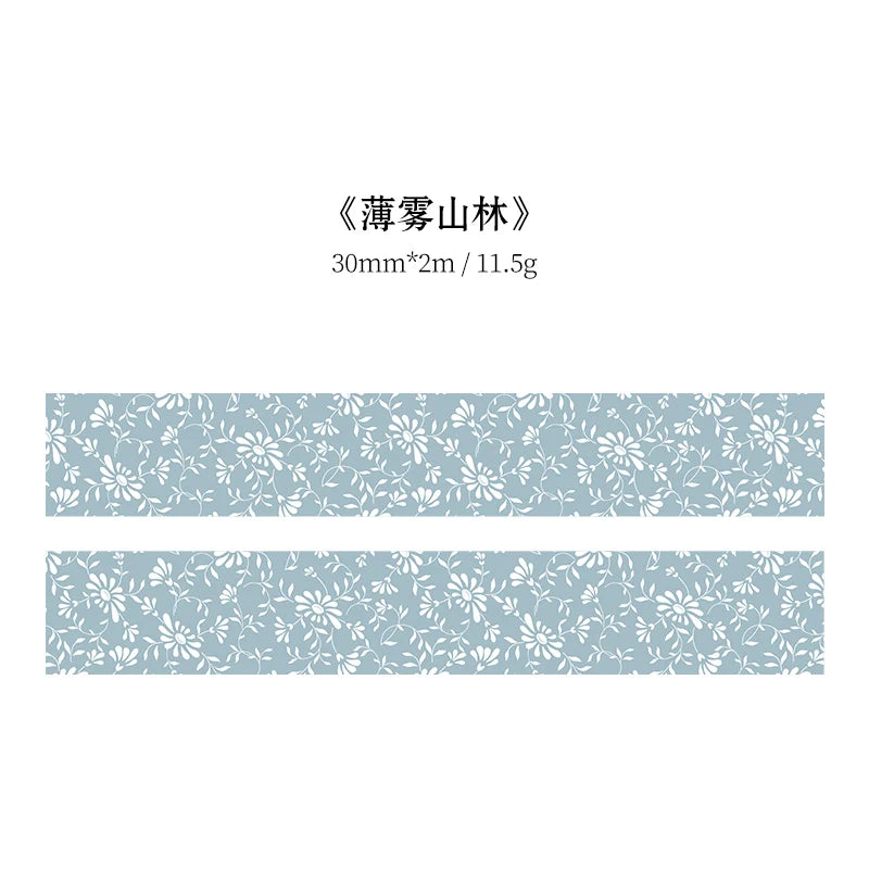 TIANZI 30mm/50mm*2m Vintage Plant Masking Washi Tape Flowers Sticker Aesthetics Diy Scrapbooking Sticker School Supplies Qme C