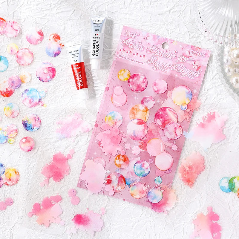 4 pcs Kawaii Stationery Sticker Bubble Sticker for Scrapbooking Supplies Junk Journal Materials DIY Collage Decorative Stickers Qme