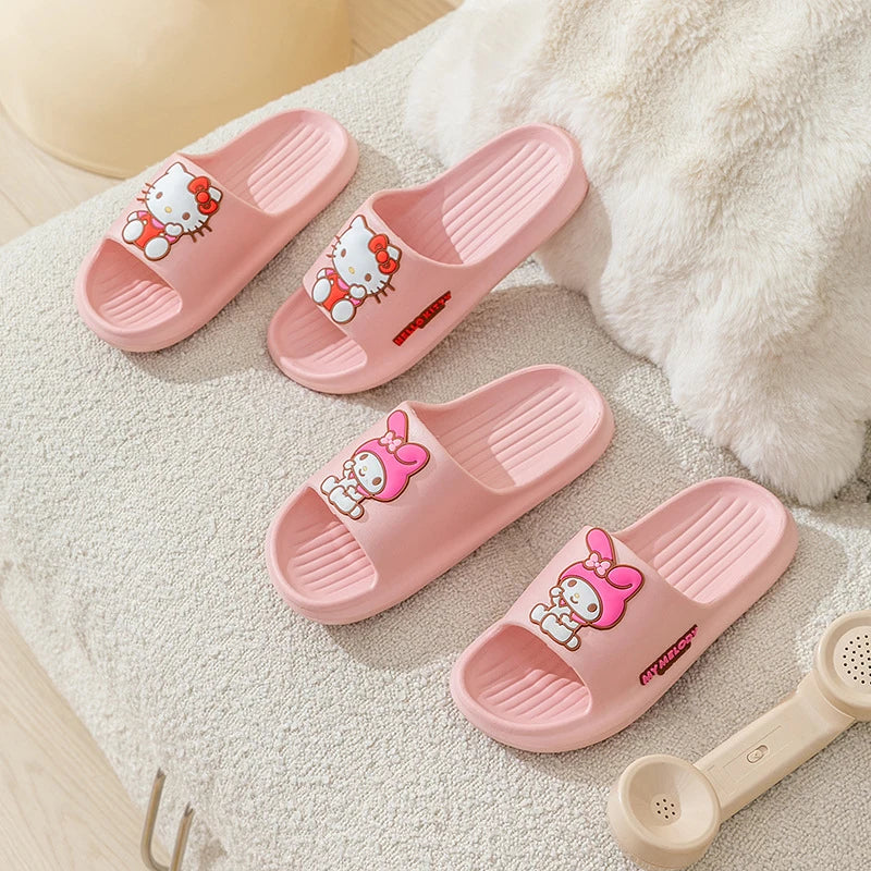 Hello Kitty Cartoon-Style Minimalist Flip-Flops Cute, Non-Slip Flip-Flops for Students Lightweight Slippers for Home and Ba Qme