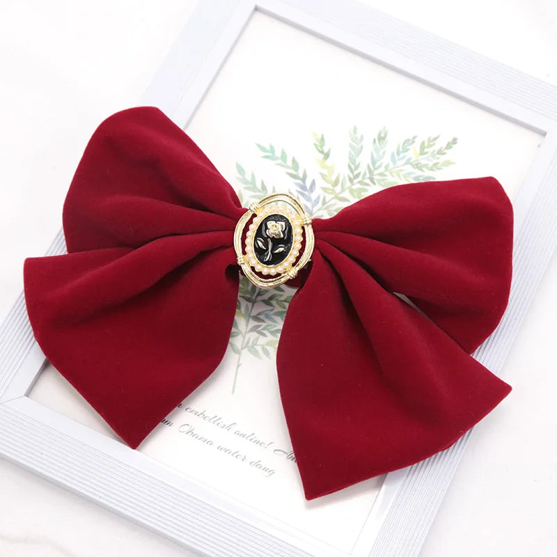 Black Velvet Bow Hairpin Elegant Fabric Roses Hair Clips Girls Women Qme A3