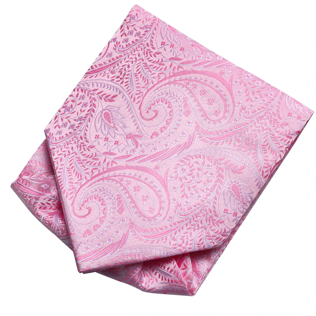 Hi-tie Mens Ascot Pocket Square Cufflinks Jacquard Paisley Floral Qme