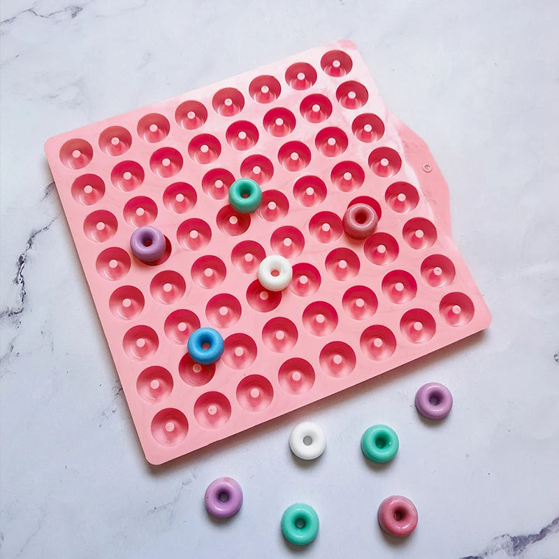 ^1Pc 64Cavities Mini Doughnut Silicone Molds DIY Chocolate Candy Mold for Muffin Jelly Gummy Hard Candies Baking Mould Qme