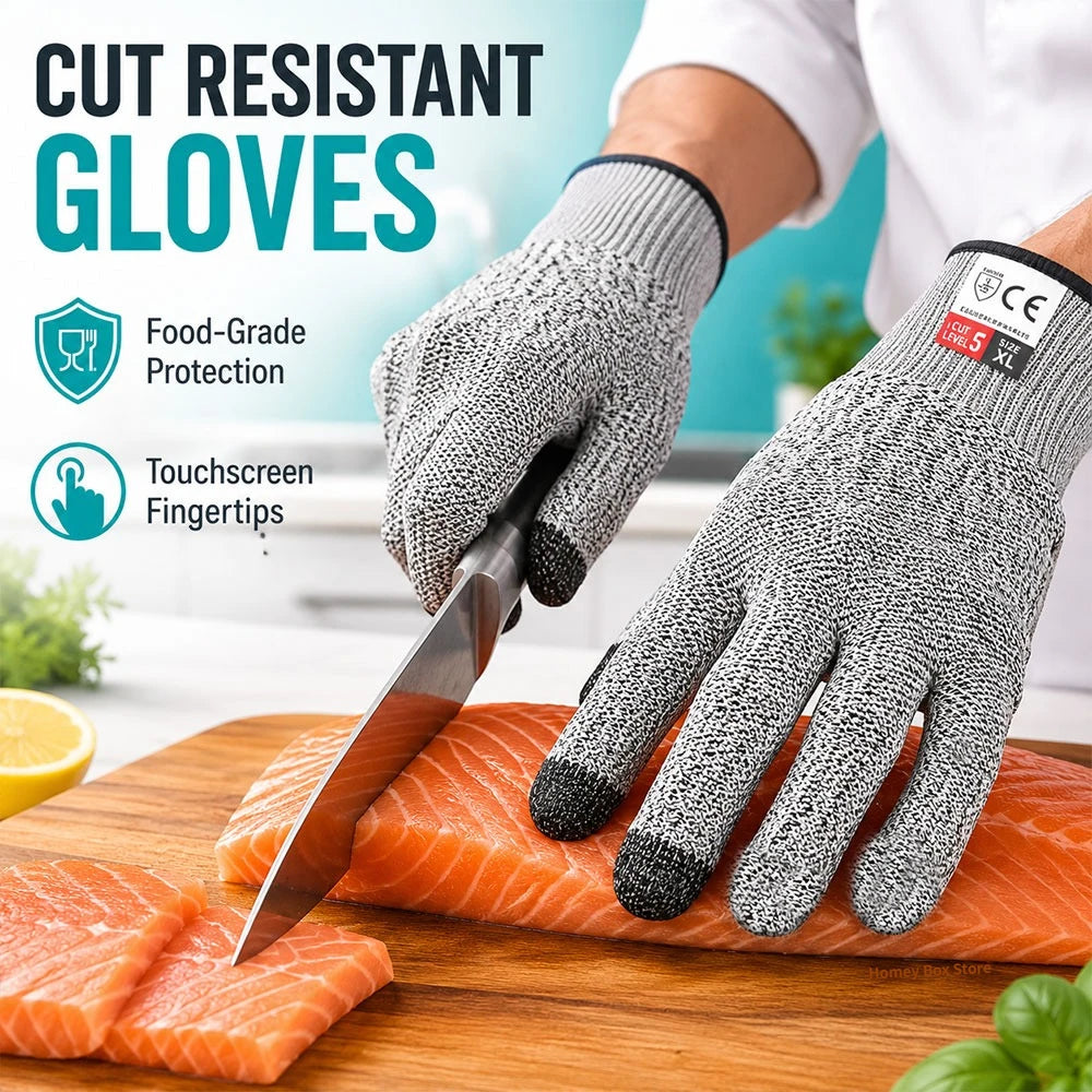 1/3/5set Food Safe Touchscreen Cut Resistant Gloves Protective Safety Gear For Kitchen Fish Processing Meat Slaughter Work Qme