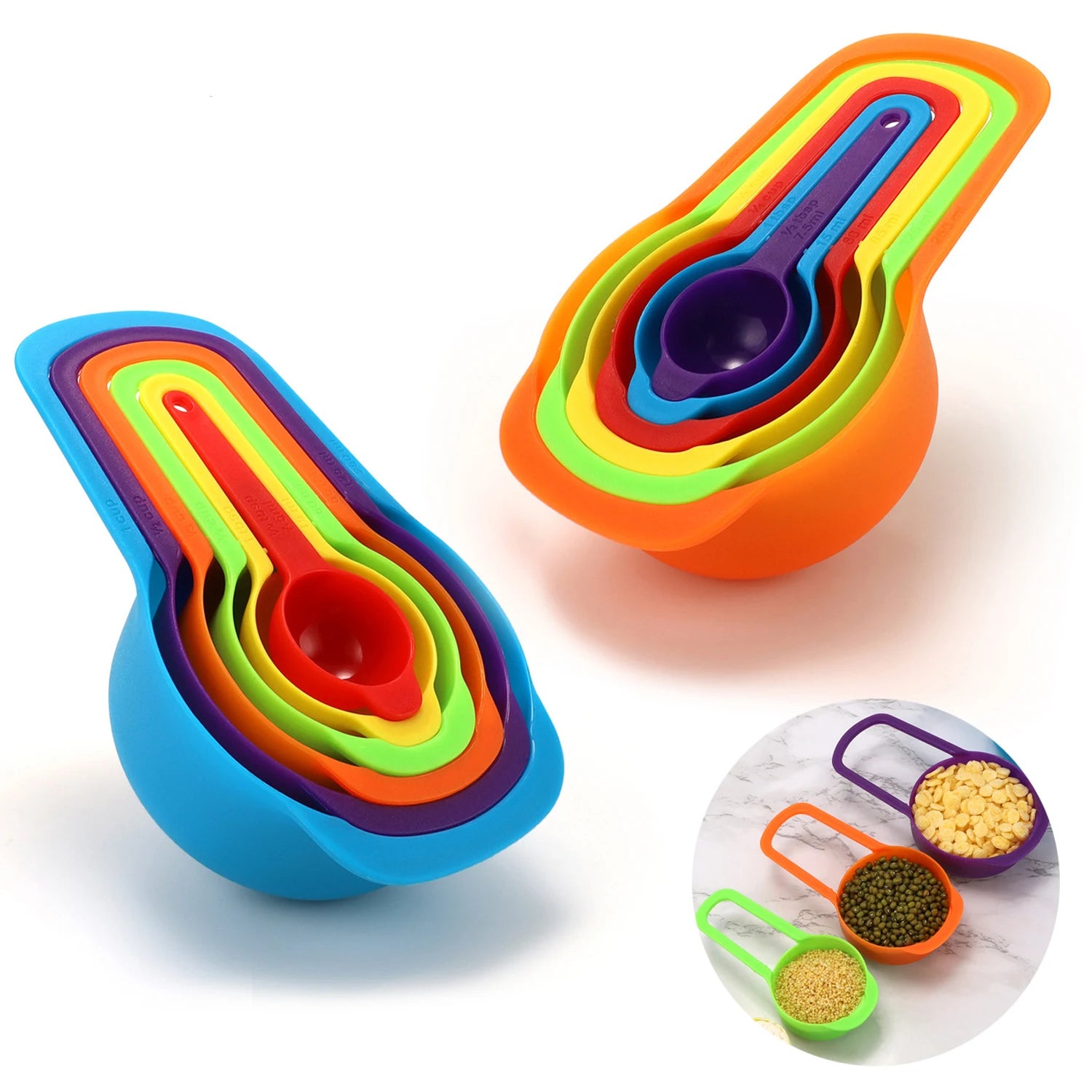 6PCS/set Rainbow Measuring Cup and Spoon Set with Scale for Accurate Baking and Cooking Grain Dessert Measuring Tools Qme