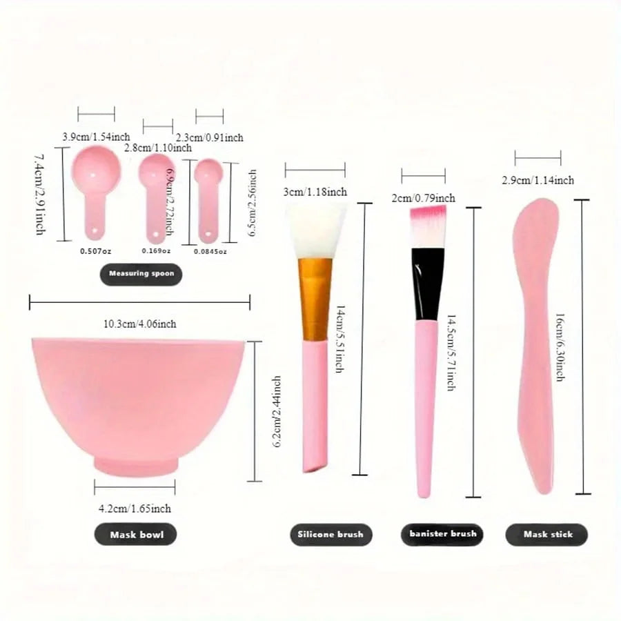 7pcs/Set DIY Face Mask Mixing Tools - Facial Applicator Spatula Mask Bowl Spoons -Applying Masks And Skin Care Products Qme