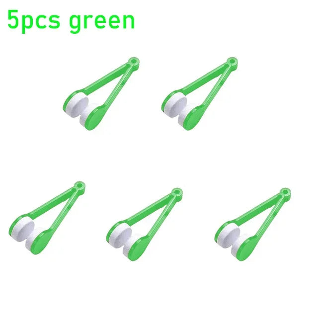 New Creative Two-Side Glasses Brush Soft Microfiber Spectacles Cleaner Glasses Cleaner Rub Eyeglass Cleaning Brush Wiping Tool Qme Green 5pcs