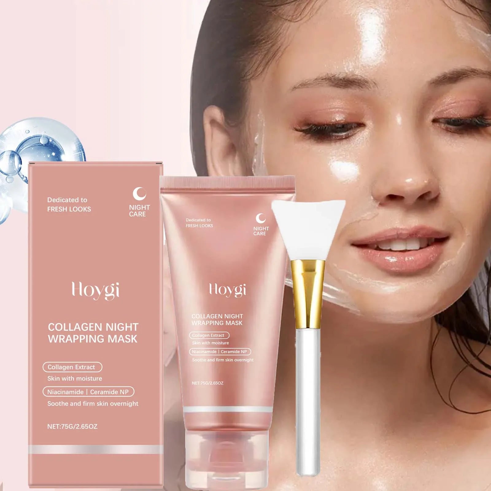 Collagen Peel Off Face Mask Pore Shrinking Hydrating Moisturizing Night Wrapping Mask Cream Firming Skin Peel-off Facial Mask Qme