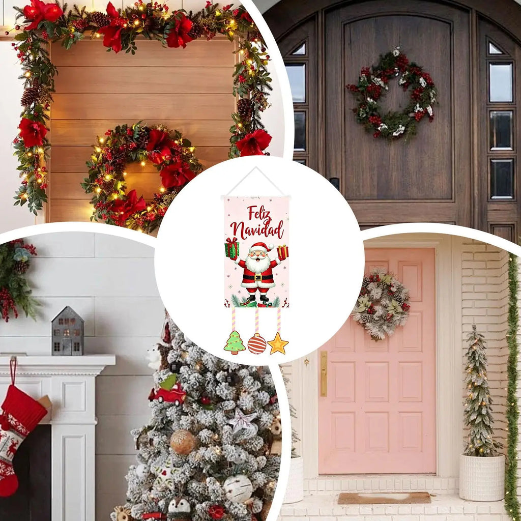 Merry Christmas Flag Waterproof Holiday Decor Decorative Banner Qme