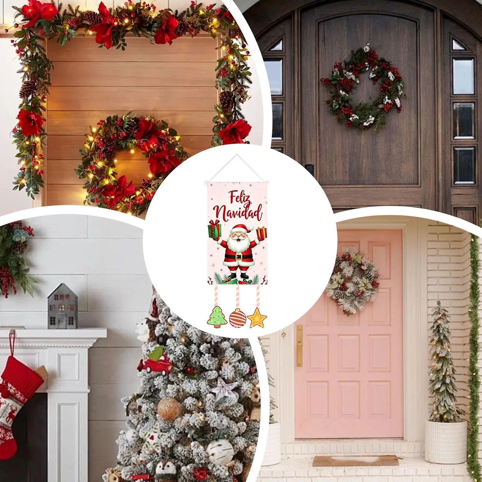 Merry Christmas Flag Waterproof Holiday Decor Decorative Banner Qme