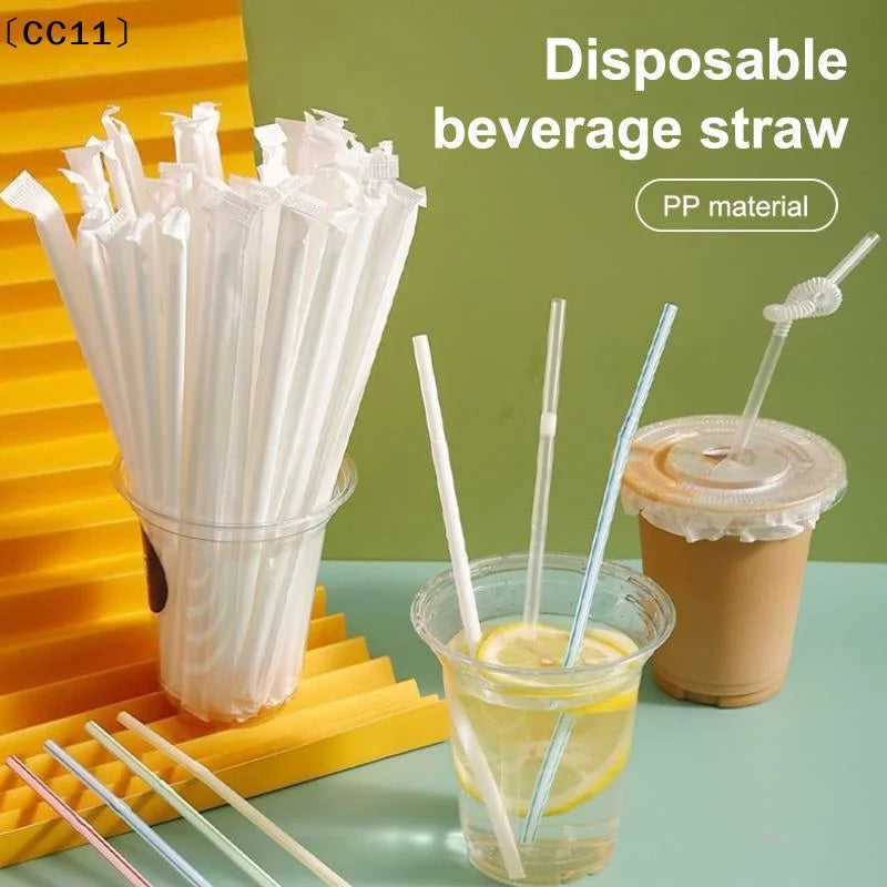 100 300 Disposable Drinking Straw Transparent Plastic Milk Smoothie Qme