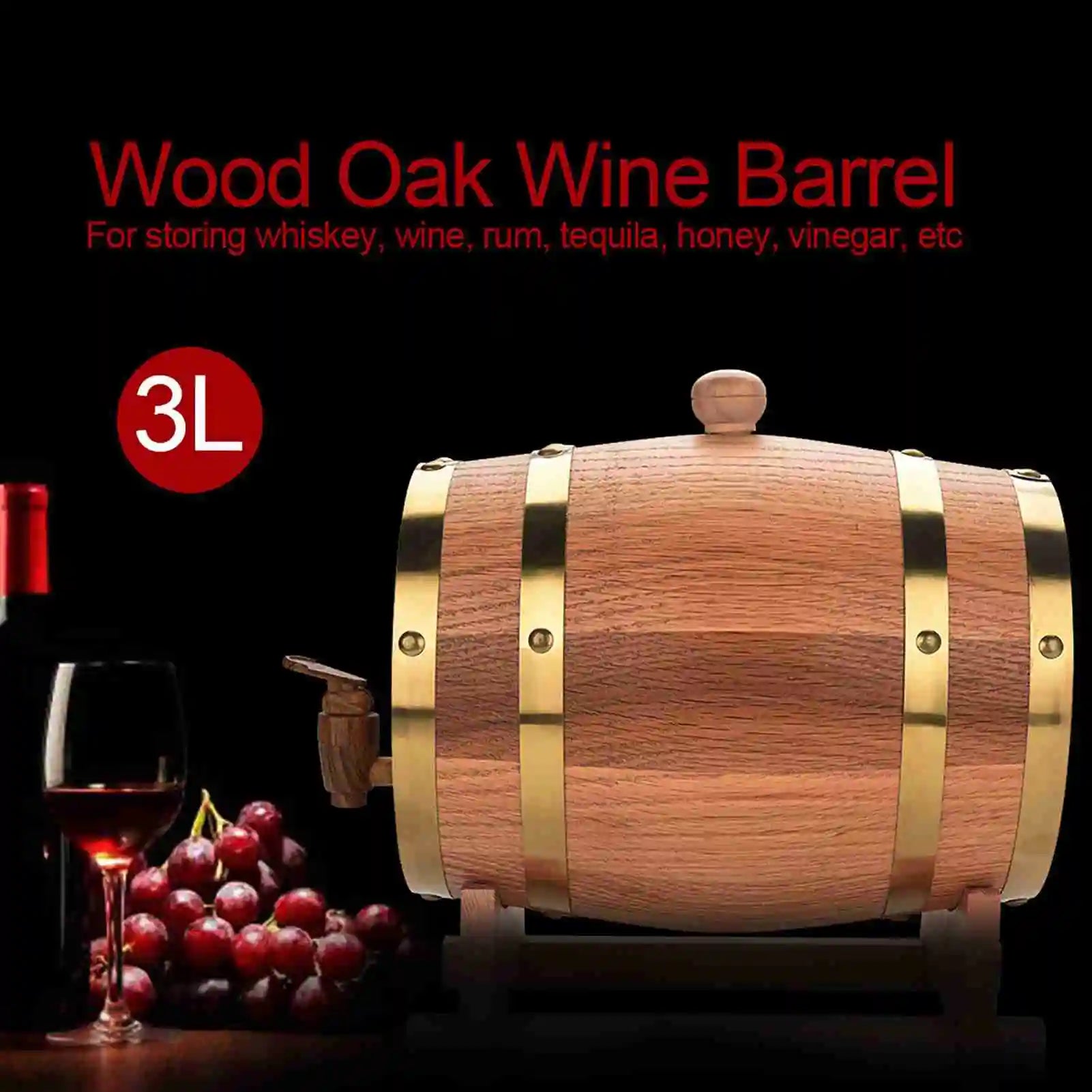 Barrel for Beer Oak Timber Wine Barrel Vintage Wood Oak Timber Wine Barrel for Beer Whiskey Rum Port Vintage 1.5/3/5/10L Qme 3L