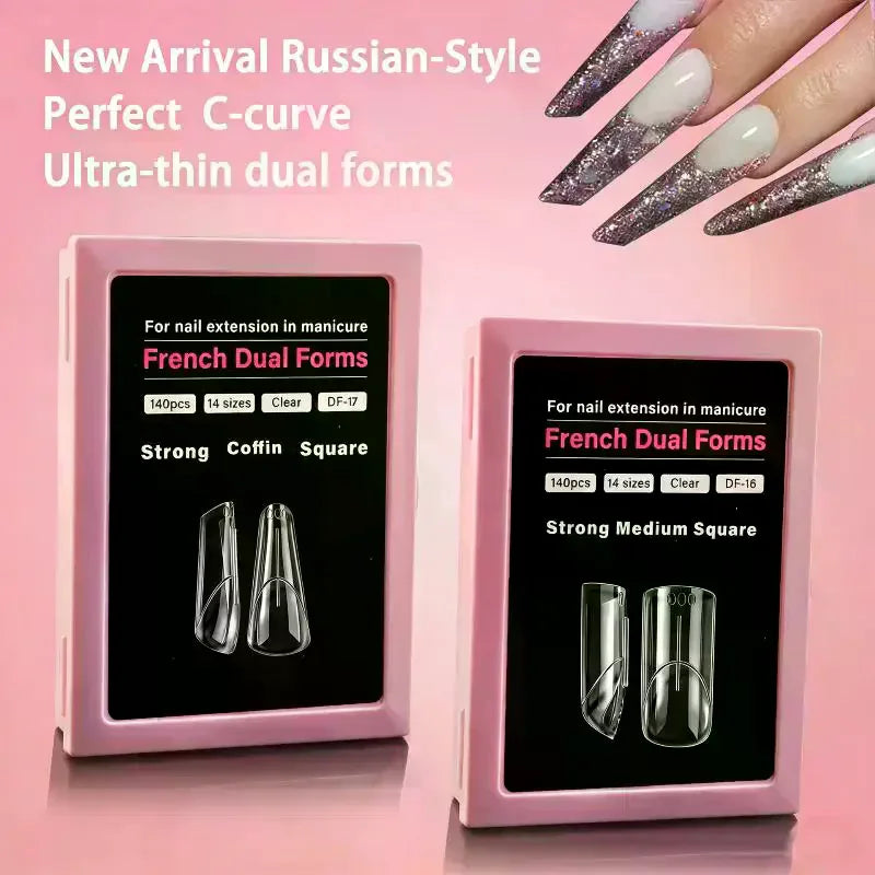 Square Almond Dual Nail Forms French Extension Mold Fast Reusable Qme
