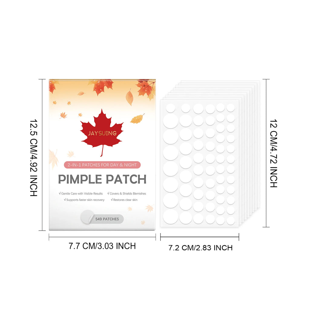Hydrocolloid Acne Patches Round Spot Invisible Acne Pimple Patches Absorb Pus & Oil Reduce Redness Waterproof & Skin-Friendly Qme 549patches Boxed