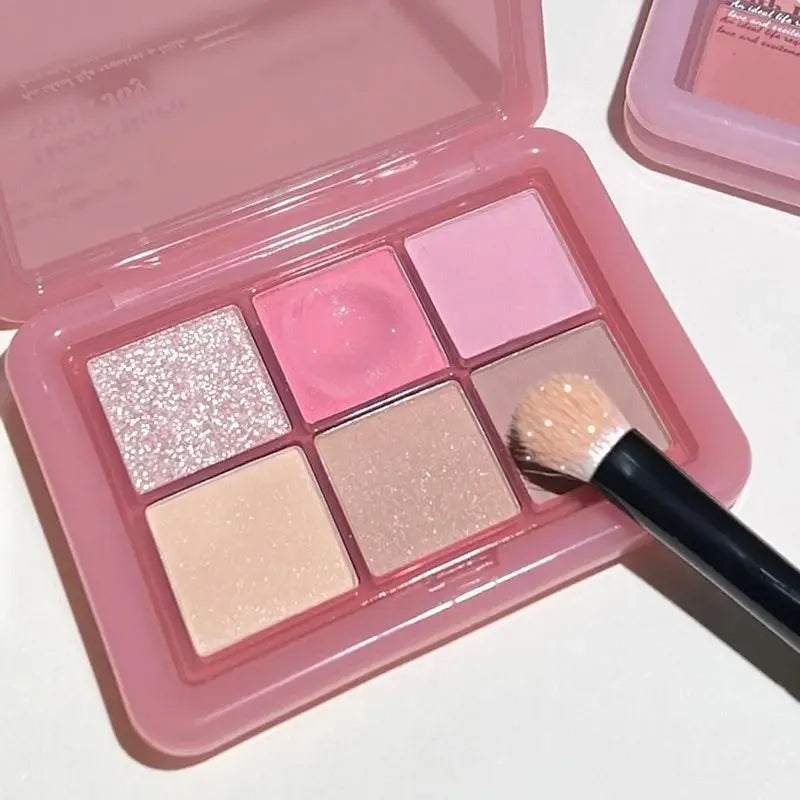 Pink Clear Glitter Eyeshadow Palette Matte Shimmer Orange Brown Shiny 4-Color Eye Shadow Girl Makeup Palette Lasting Cosmetic Qme 03