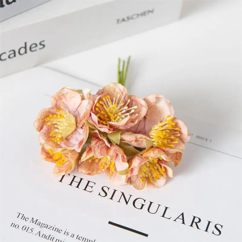 Artificial Flowers Home Room Decora Silk Plum Festival Decor Flowers Wreaths Wedding Holiday Supplies Gift Qme D