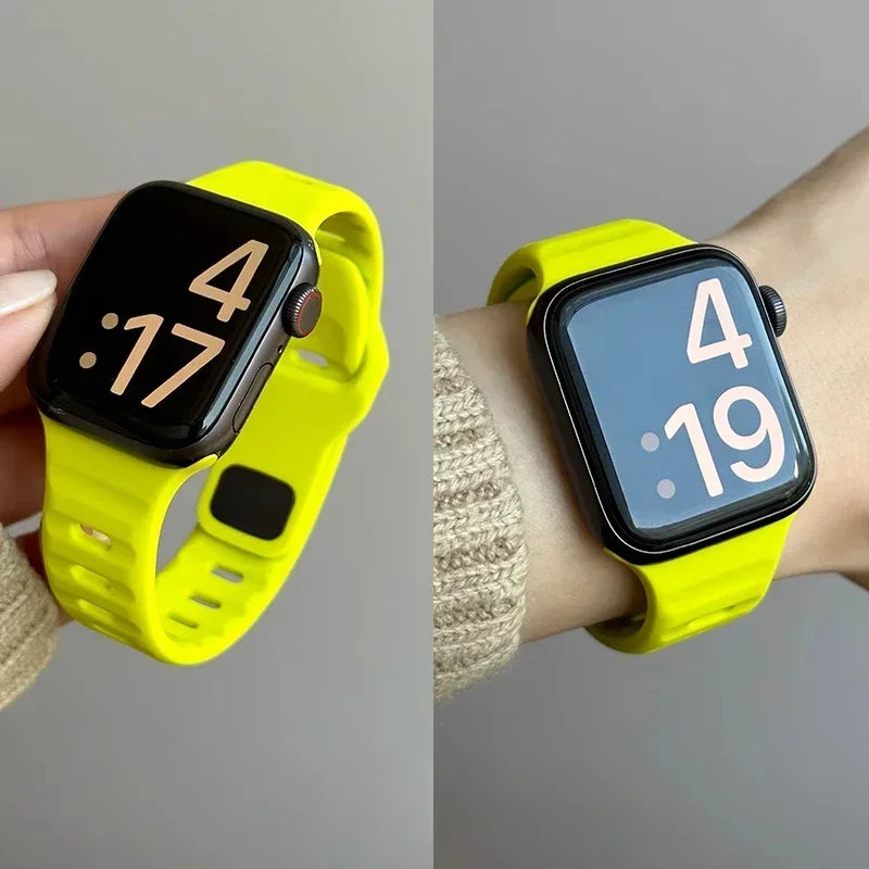 Silicone Sport Strap For Apple Watch Band 49mm 45mm 44mm 42mm 40mm 41 38 correa bracelet iwatch Series 10 9 8 7 6 5 4 3 se ultra Qme