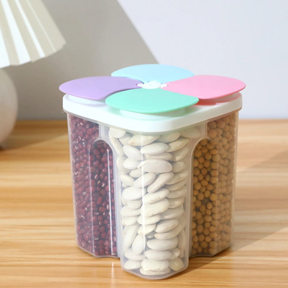 1PC Four Grains And Grains Transparent Storage Crisper Kitchen Supplies Moisture-Proof Sealed Compartmented Open Lid Jar Qme Light Small