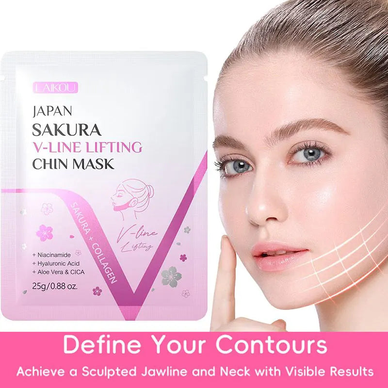 Sakura V Shape Lifting Up Face Mask Nourishing Double Chin Reduce Qme