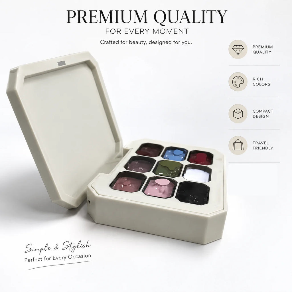 9 Colors Solid Cream Gel Nail Polish Palette Storage Case UV LED Soak Qme