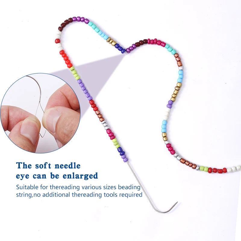 2/5Pcs 5.3 Inches Large Eye Curved Beading Needles Bead Spinner Needle for Glass Seed Beads Bracelet Necklace Jewelry Making DIY Qme