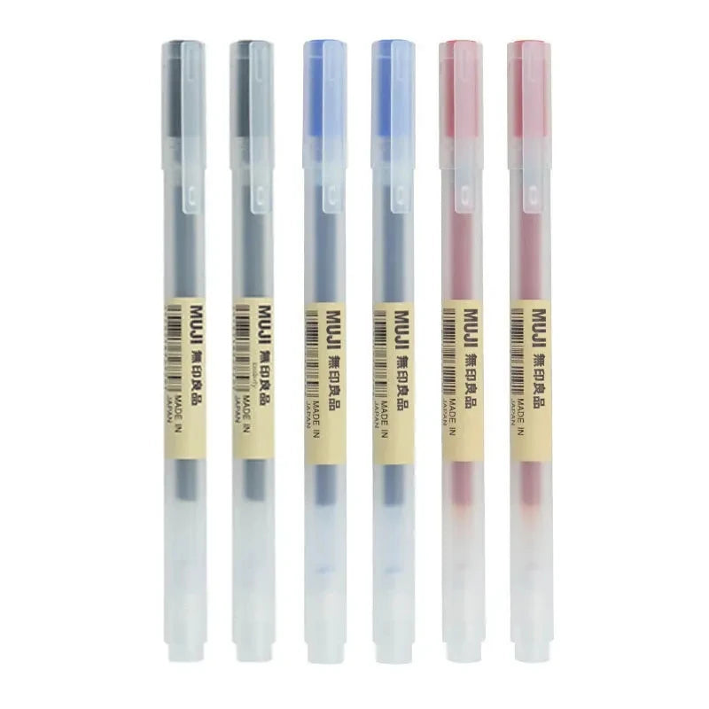 3-6Pcs Kawaii Gel Pen Black/Red/Blue 0.5mm Ink MUJIs Gel Pen Office School Ballpoint Pen Writing Stationery Qme 0.5mm 6 pcs A