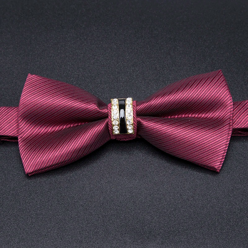 Men's Stripe Luxury Bowtie Necktie Formal Business Wedding Party Qme