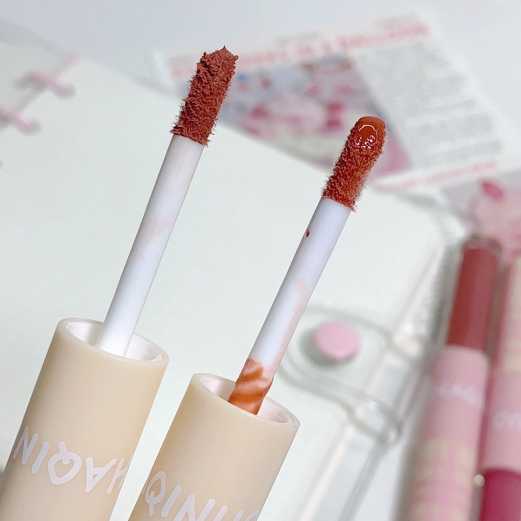Double-ended Lip Glaze Matte Water-gloss Mirror Whitening Qme