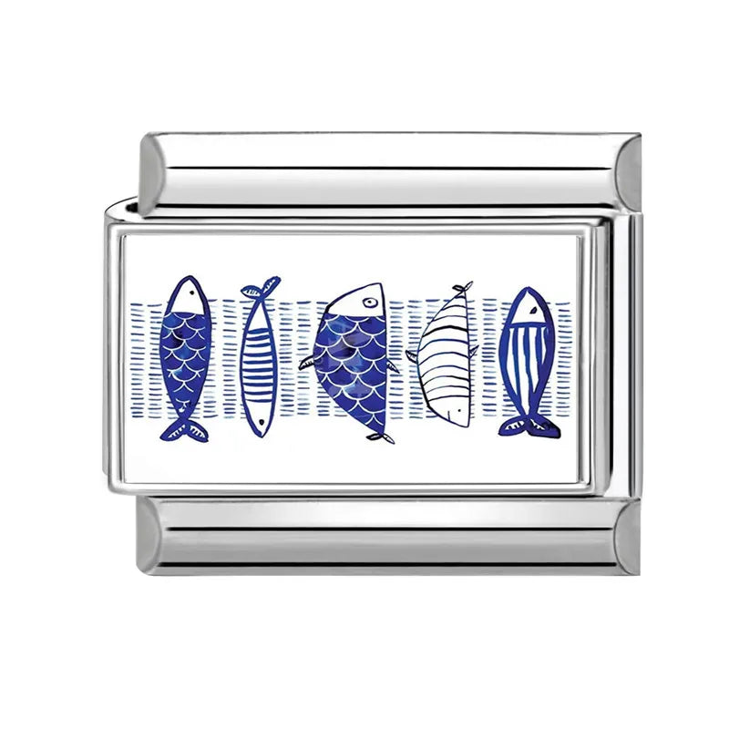 Fashion 2025 Cute Dried Fish Cats Italian Charm Link Fit 9mm Bracelet Stainless Steel Jewelry DIY Making Gift for Women Girl Qme Style 19
