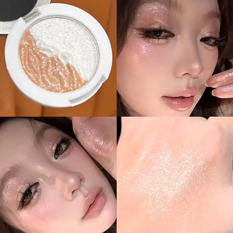 3 Colors Two-tone Glittering Highlighter Pressed Powder Pearlescent Qme G04-03