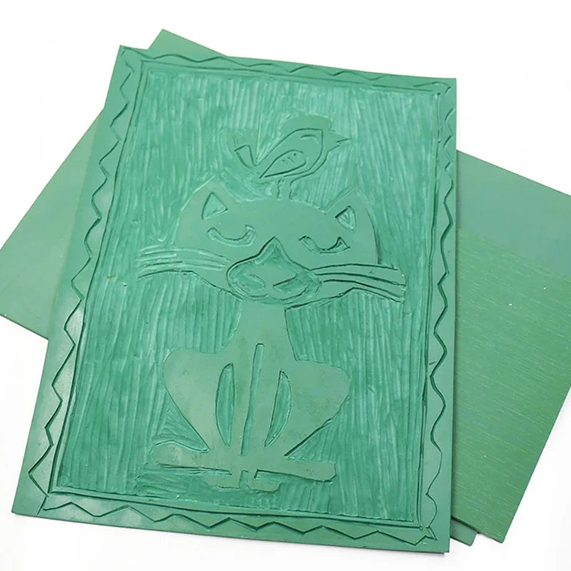 Carving Rubber Block Printmaking Stamp Blocks Kit Sheet Printing Board Plate Making Linoleum Starter Tool Artist Soft Engraving Qme