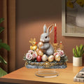 Cute Rabbit Desktop Ornament Easter Egg Shaped Cottage Acrylic 2D Flat Qme A9