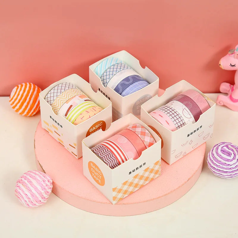 10mm*2m 5 Roll Kawaii Cartoon Washi tape Set Diy Decorative collage Diary Album Scrapbooking material Creativity Decor tape Qme