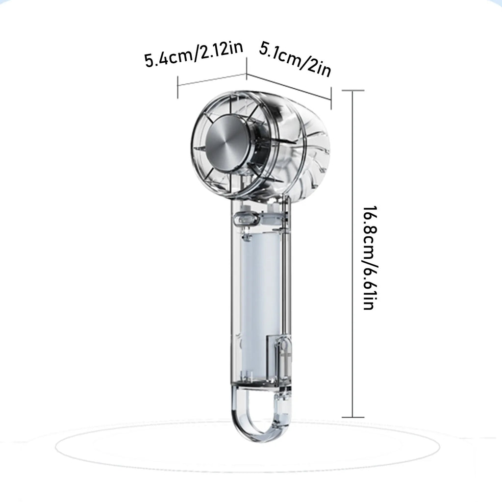 Transparent High-speed cooling fan handheld fans with Hook USB Rechargeable Portable Mini Fan for Outdoor Sports Travel Camping Qme