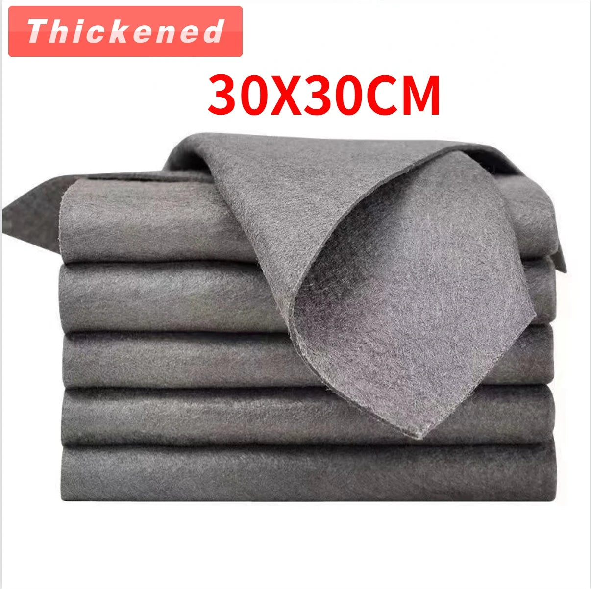 1/5PCS Thickened Magic Cleaning Cloth No Watermark Glass Wiping Cloth Reusable Window Glass Cleaning Cloth rag Kitchen Towel Qme 30X30CM 1Pcs
