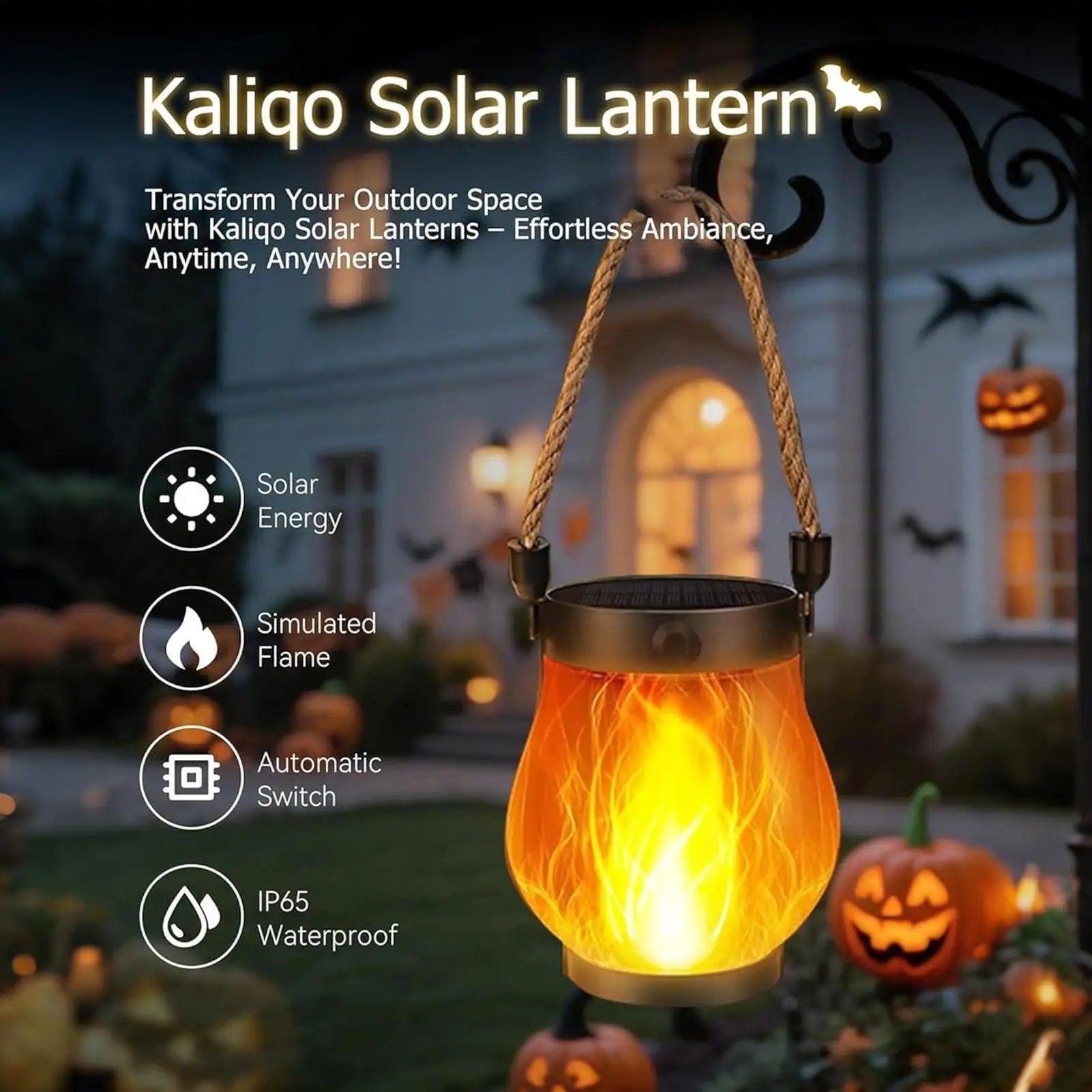 Solar Lanterns for Outside Solar-Powered Lanterns Outdoor Water-Resistant Flickering Flame Design USB Charging Ornament for Tree Qme