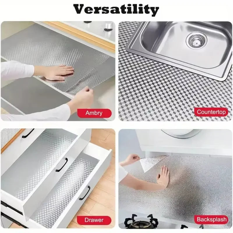 Silver Self Adhesive Temperature Resistance Wallpaper Waterproof Oil Qme