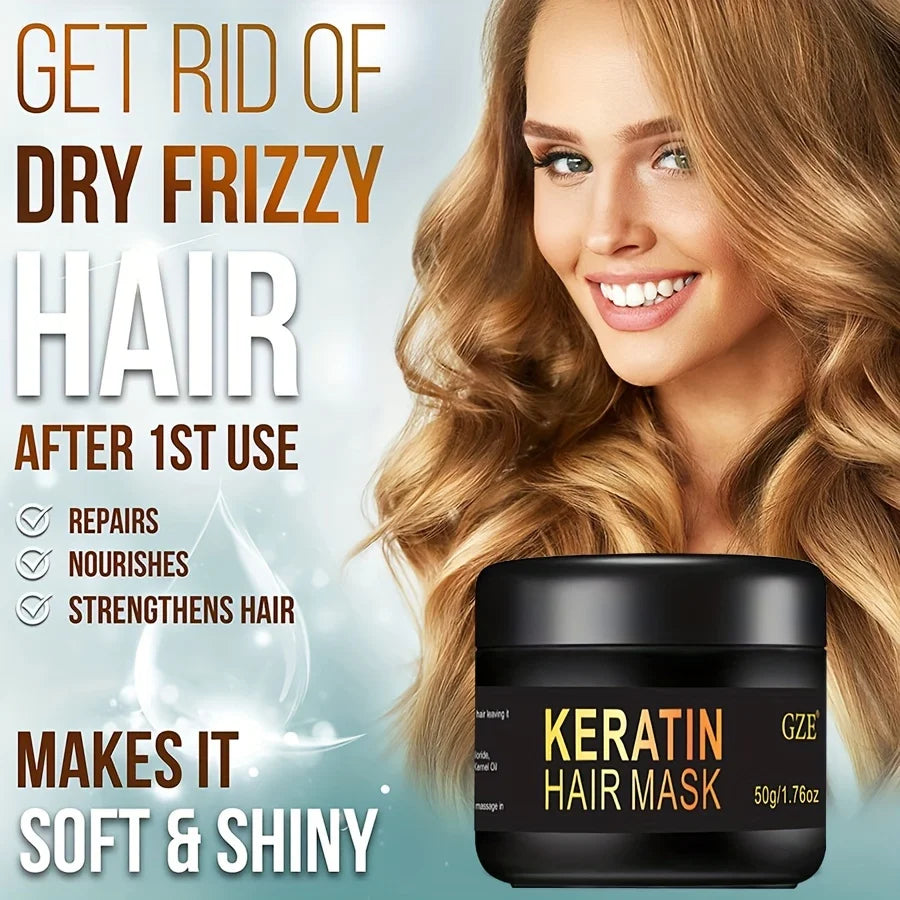 GZE Vitamins Keratin Hair Mask Deep Conditioner - Biotin Protein with Castor Oil Repair for Dry Damaged and Color Treated Hair Qme