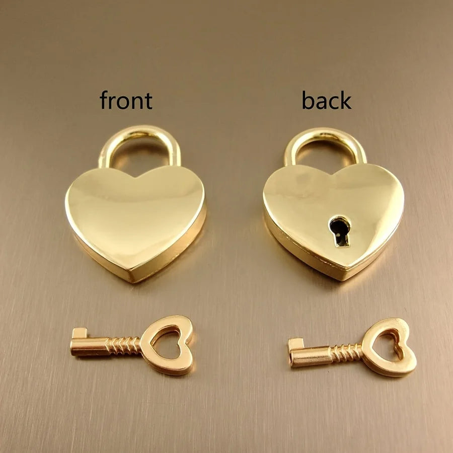 1pc Heart-Shaped Metal Padlock with Key - Polished Finish Love Lock for Luggage & Bag Accessory, Zinc Alloy Tool Lock Qme