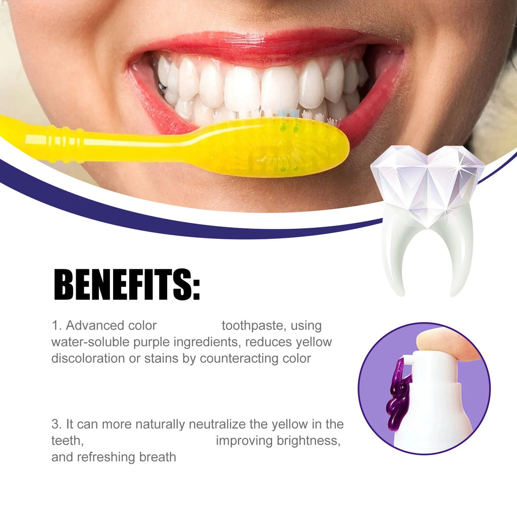 50ml Purple Whitening Mousse Toothpaste, Lightweight Mini Whitening Toothpaste, Deep Cleansing, Mild and Refreshing, Fresh Breath, Oral Cleaning and Whitening Toothpaste Qme