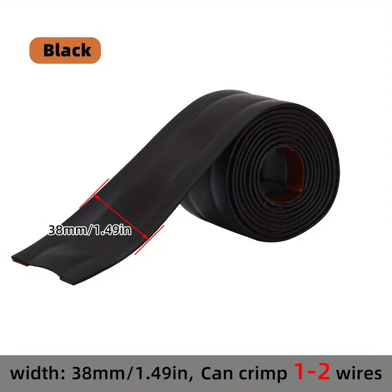 Cable Protector Self-Adhesive Wear Resistant Wire Protection Strips Prevent Trip Floor Cable Cover Cord Insulation Organizers Qme Black-3.8cm 3M