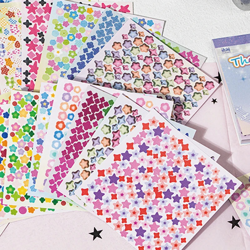Sticker Book 24sheets/bag Pentagram Mini Die-Cut Stickers Scrapbooking Stationery DIY & Handbook Phone Case Notebook Decoration Qme