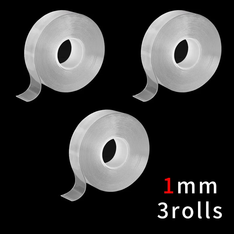 Ultra-thick Nano Tape Is Traceless, Transparent, High-Viscosity, Double-Sided Tape, Strong Adhesion Kitchen Household Waterproof Qme 1mm-3rolls 5M 40mm
