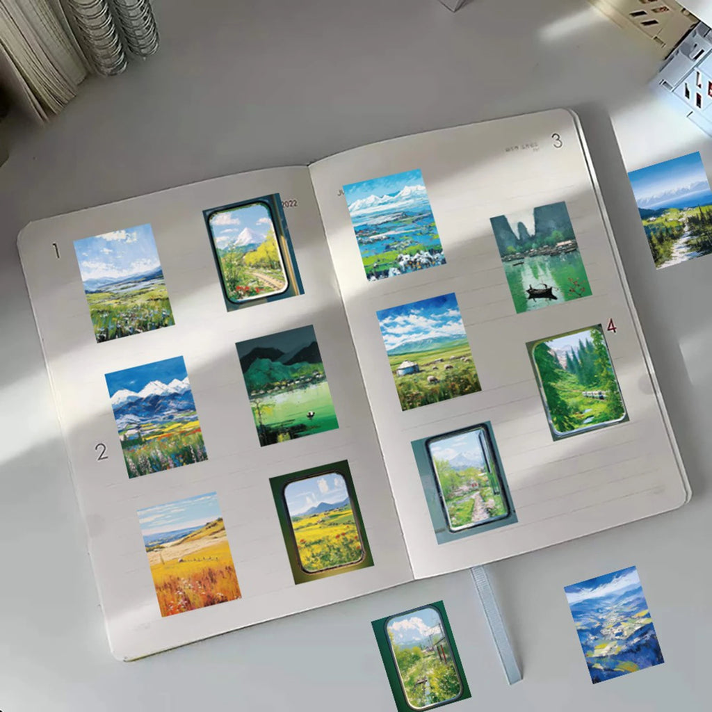 60pcs Oil Painting Stickers Small and Clear Hand-held Account Material Decorative Stickers Home Store DIY Decor Supplies Qme