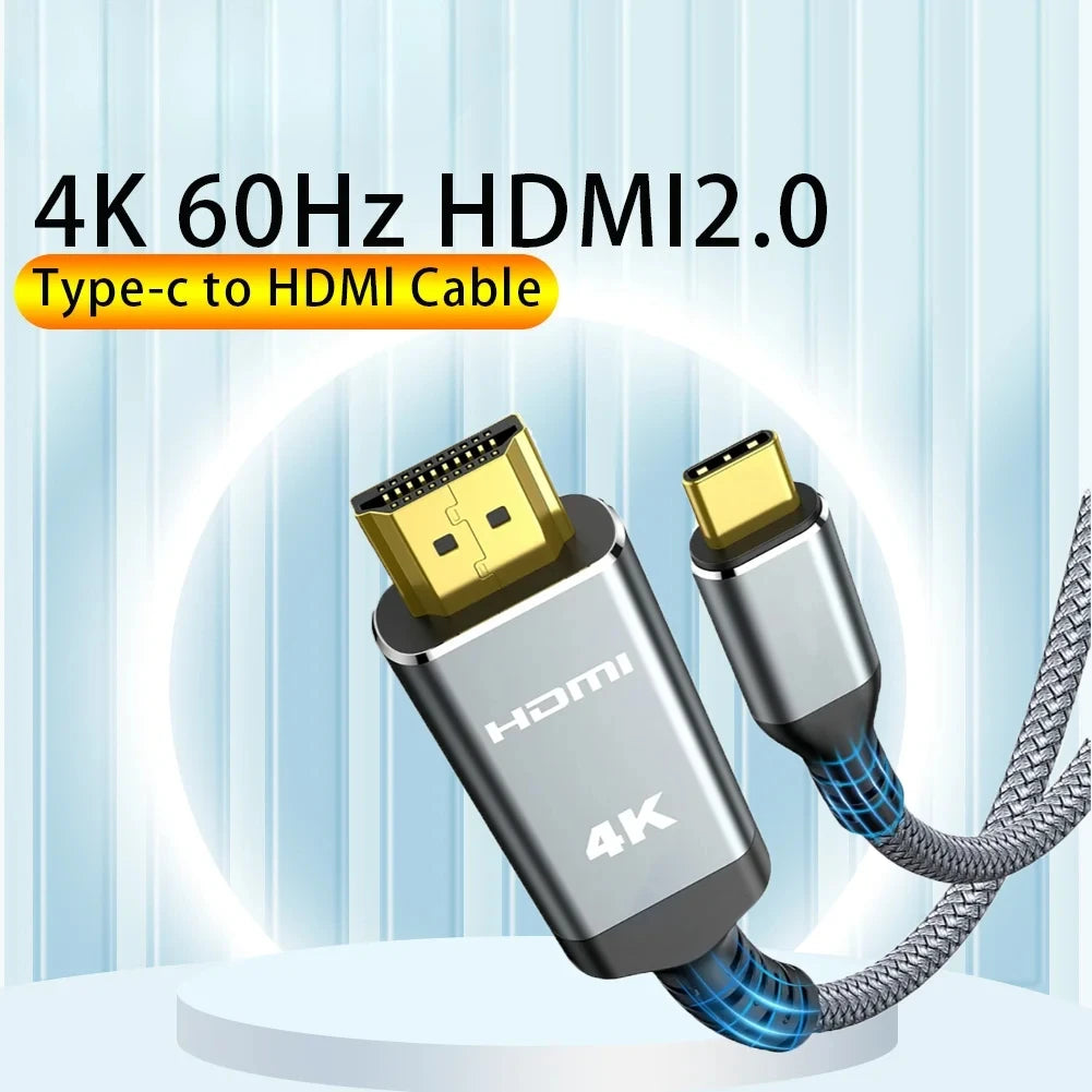 4K 60HZ Type-C to HDMl 2.0 Thunderbolt 3/4 Data Cable Aluminum Alloy Shell Extender Adapter For iPhone MacBook Huawei Mate30 Qme