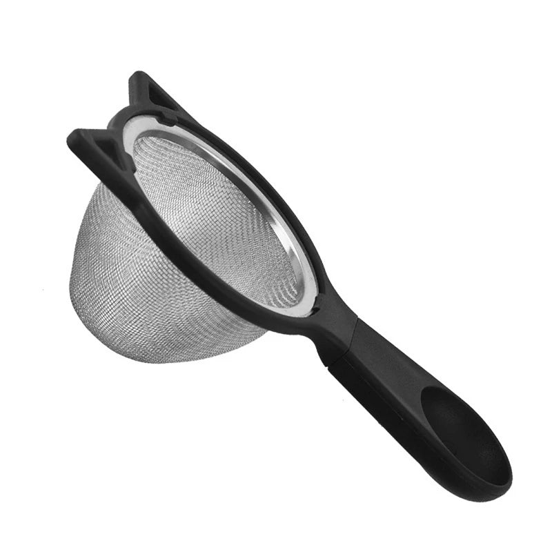 Versatile Stainless Steel Fine Mesh Strainer-Perfect For Coffee,Flour Sift More-Ideal Kitchen Gadget For Cooking And Food Prep. Qme A1 Black
