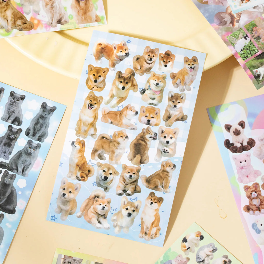 Cute PET Die Cut Stickers Book - 20/40 Sheets Cartoon Pet Theme Handmade Scrapbooking Material for Phone Stickers Qme